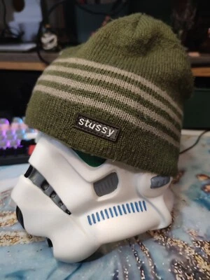 Raro gorro Stussy vintage años 90 verde ejército desierto arena rayas. Foto 1 de 4