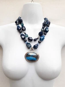 BARSE Necklace Double Genuine Stones Quartz Overlay Sterling silver or.price$350 - Picture 1 of 12