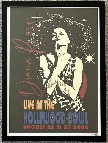 Diana Ross Signed In Person Hollywood Bowl Concert Poster Authentic, #22, FRAMED Cover