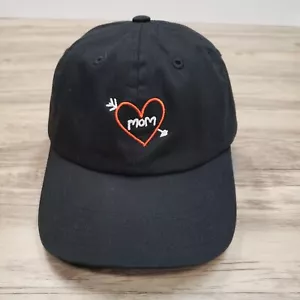 Mom Heart Hat Cap Strap Back Urban Outfitters Black Embroidered Cotton Adjustabl - Picture 1 of 7
