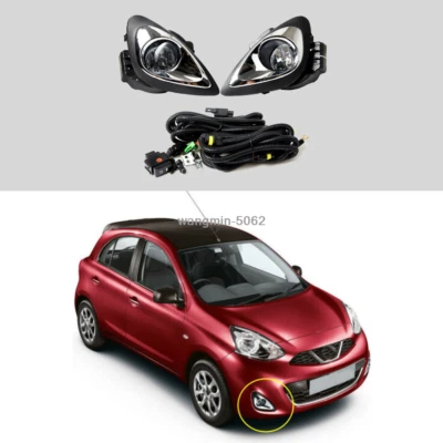 Conjunto de faros antiniebla de conducción para parachoques delantero Nissan March/Micra 2013 ~ 2016/1 juego Foto 1 de 4