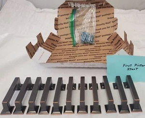 Lotto 11 Maniglie Tira Cassetti Quadrate Metallo Massello Rame Nero Lunghe 4" - Foto 1 di 7