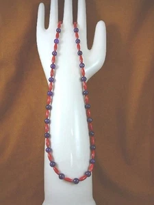 v30-90) 16" long 13x5 red Bamboo coral + purple Amethyst beaded Necklace JEWELRY - Picture 1 of 2