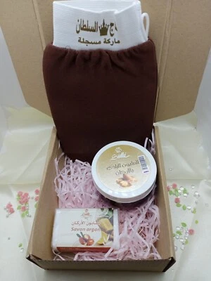 Moroccan Argan Black Soap Organic Oil Hammam  Skin Body Exfoliating Kessa Glove - Image 1 of 4