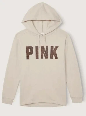 NUEVO CON ETIQUETAS Victoria's Secret ROSA Leopardo Campus Pullover Sudadera con Capucha Vainilla Bean XL Foto 1 de 4