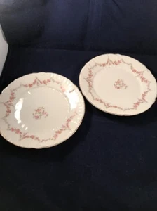 Carl Tielsch C.T. Germany Fluted Scalloped 7" Plates Pink Roses Garland - Picture 1 of 12