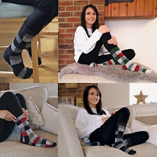 Womens Thick Checkered Patterned Moisture Wicking Wool Silk Blend Socks LWSB
