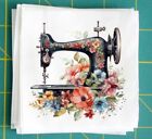 Vintage Sewing Machine Fabric Square 8x8 " Quilt Block Panel Sewing Crafting