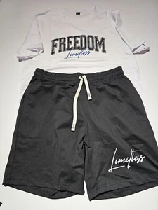 Men Letter Graphic Tee & Shorts Set Size L NEW - Picture 1 of 2