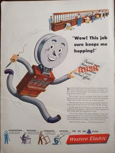 Anuncio impreso eléctrico occidental vintage 1946, ¡guau! ¡Este trabajo seguro que me mantiene saltando! - Imagen 1 de 1