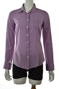 J Crew Perfect Shirt Womens Top Size XS Purple Checkered Button Down Blouse - Picture 1 of 4