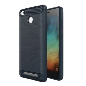 Xiaomi Redmi 3s TPU Etui na telefon komórkowy Wygląd włókna węglowego Szczotkowane etui ochronne Niebieskie Nowe - Zdjęcie 1 z 9