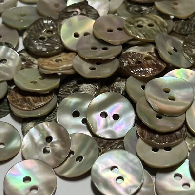 Last Lot 55 Real Japanese Abalone Shirt Button Natural/Rainbow 13mm 1/2" 2hole - Image 1 of 3