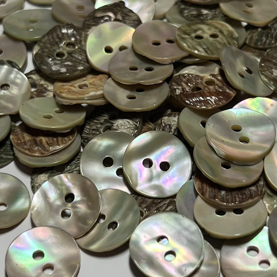 Last Lot 55 Real Japanese Abalone Shirt Button Natural/Rainbow 13mm 1/2" 2hole - Image 1 of 3