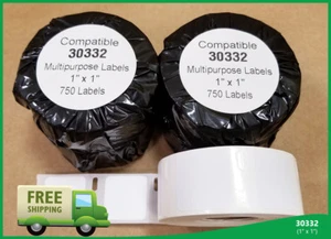 10 Rolls DYMO® 30332 Multipurpose White 1x1 Labels 330 400 450 Twin Turbo Duo - Picture 1 of 1