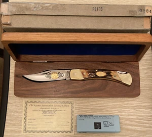 SCHRADE USA VINTAGE LIMITED Ed. FBI 7S STAG RARE FOLDING KNIFE NEW W/WOOD BOX. - Picture 1 of 10