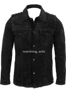 New Men Soft Leather Jacket Black Suede Shirt Casual size S M L XL Custom Made - Picture 1 of 5