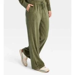 Pantalones informales JoyLab de terciopelo verde al tobillo dividido talla M - Imagen 1 de 9