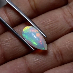 3.5 Carat Natural AAA Rainbow Flashy Fire Ethiopian White Opal Pear 16x8 MM - Imagen 1 de 17