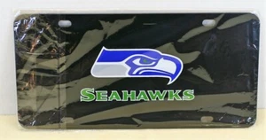 Seattle Seahawks vorderes Nummernschild schwarz metallic mit Logo 12" x 6" NEU versiegelt - Bild 1 von 4
