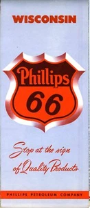 1951 Phillips 66 Road Map: Wisconsin NOS - Bild 1 von 1