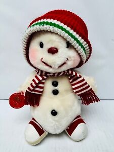 Vintage Russ Berrie Snowflake the Snowman Plush Stuffed Toy Christmas Decor Cute