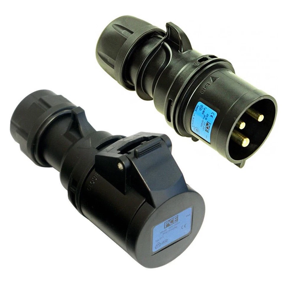 PCE Midnight-All Black CEE Form 16A, 32A, 63A, 125A Plugs & Connectors 1&3 phase - Image 1 of 4