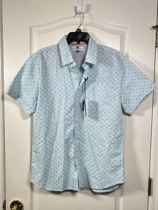Michael Brandon Casual Button Down Short Sleeve Shirt Light Blue Size Large - Picture 1 of 11