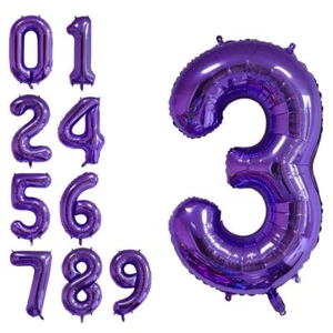 40 Inch Jumbo Purple Number 3 Balloon Giant Balloons Prom Balloons Helium Foi... - Picture 1 of 5