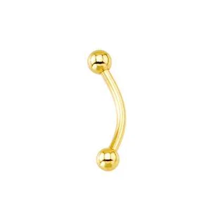 BodyJewelryOnline Eyebrow Ring Solid Yellow Gold Curved Barbell 3mm 14kt 18G 16G - Picture 1 of 1