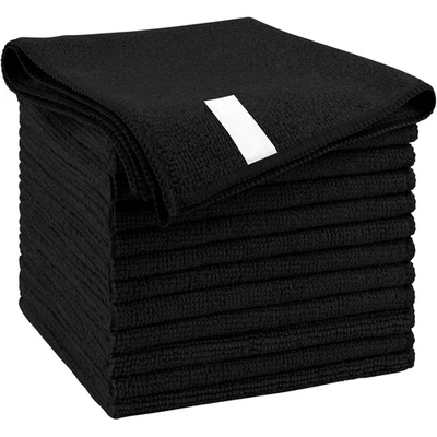 Тканевые полотенца из микрофибры 12 шт., полировка автомобиля детализация без царапин черные - Изображение 1 из 4