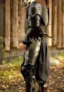 Traje de armadura medieval de cuerpo completo caballero no muerto lucha NEGRO armadura traje LARP - Imagen 1 de 5