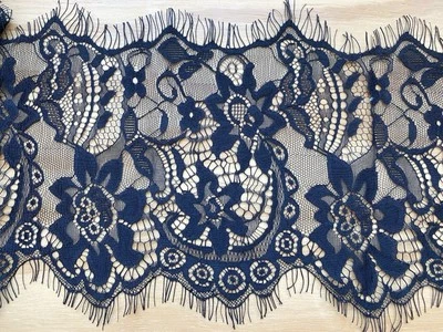 Pestañas florales negras de 3 yardas ribete de encaje francés para costura/artesanía/lencería/7" de ancho Foto 1 de 4