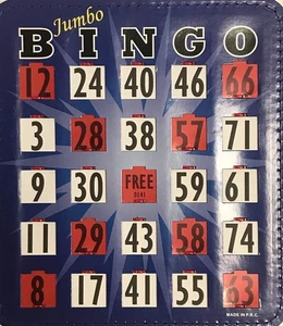 10 Stitched Easy Read Bingo Jumbo Shutter Slide Cards (Blue) - Picture 1 of 1