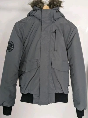 Superdry Everest Explorer Men's Coat Small Grey Detachable Hood RRP £129.99 - Image 1 of 4