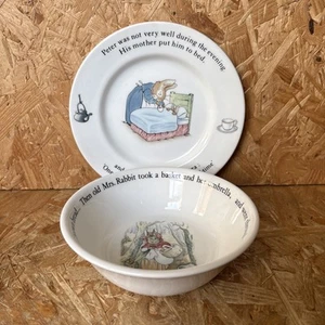 Vintage Wedgwood Beatrix Potter Peter Rabbit Breakfast Set Bowl Plate - Picture 1 of 8