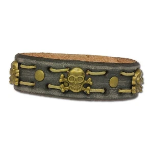 Pulsera de cuero SilverDream gris hombre pulsera de cuero calavera LA5351B - Imagen 1 de 6