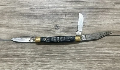 Vintage Pakistan 3 Blade Stockman Folding Pocket Knife Wood Handle Brass Bolster - Image 1 of 4