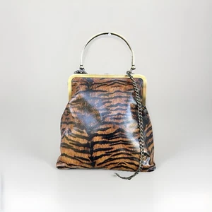 Patricia Nash Tiger Print Kisslock Frame Bag Purse Crossbody Tote New - Picture 1 of 7