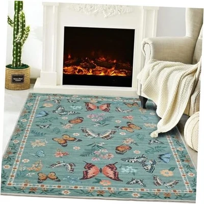 Nursery Rug for Baby Girl 5x7 Machine Washable Area Rug Non-Slip Low 5*7 Green - Image 1 of 4