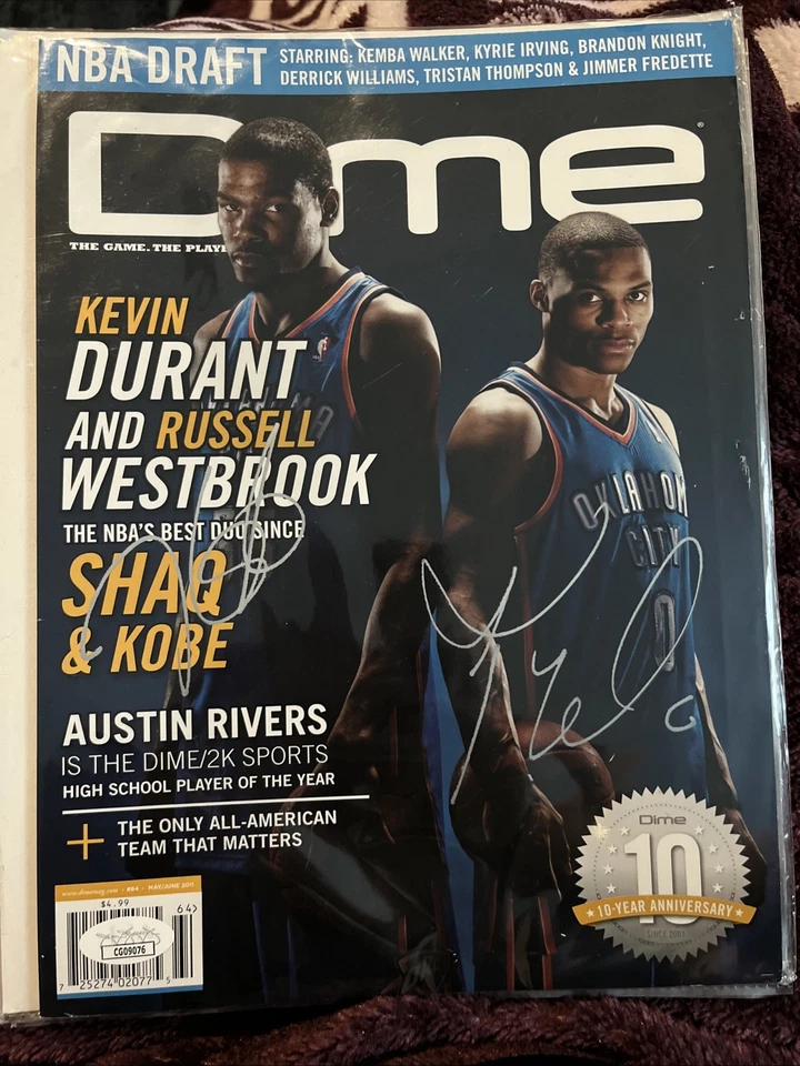 Kevin Durant And Russell Westbrook Signed Dime Magazine May/June 2011 JSA - Image 1 of 4