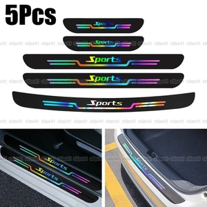 5Pcs Car Door Sill Scuff Cover Plate Protector Strip Sticker Car Accessories - Picture 1 of 12