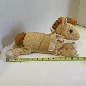 Vintage Dakin Horse Pony Plush Stuffed Animal Satin Ribbon And Hooves Rattle 13” - Picture 1 of 10