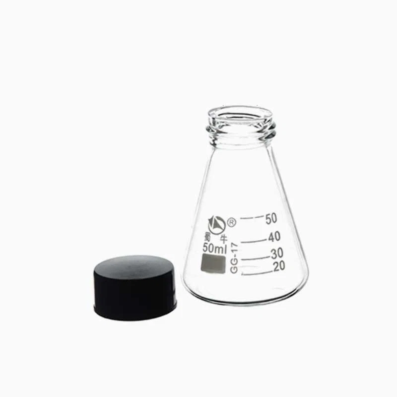 50ml Borosilicate Erlenmeyer Flask with Plastic Cap Teaching Laboratory Use - Image 1 of 1
