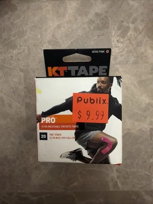 Rollo deportivo elástico KT Tape Pro 10" precortado kinesiología 20 tiras - rosa héroe Foto 1 de 4