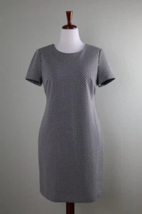 CALVIN KLEIN $119 Black White Honeycomb Geo Print Shift Dress Size 14 - Picture 1 of 6