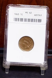 1863 Indian Cent - ANACS MS62 (#59470-L) - Picture 1 of 12