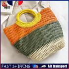 Women Beach Bags Contrasting Colors Tote Bag Straw Woven Handbags (Style Three) 