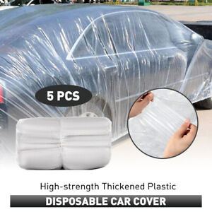 5/10Pack Disposable Car Cover Rain Dust Garage Clear Plastic Temporary Universal