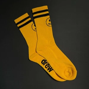 NEW Auth Drew House Mascot Crew Socks Yellow cPFm TS - Picture 1 of 1